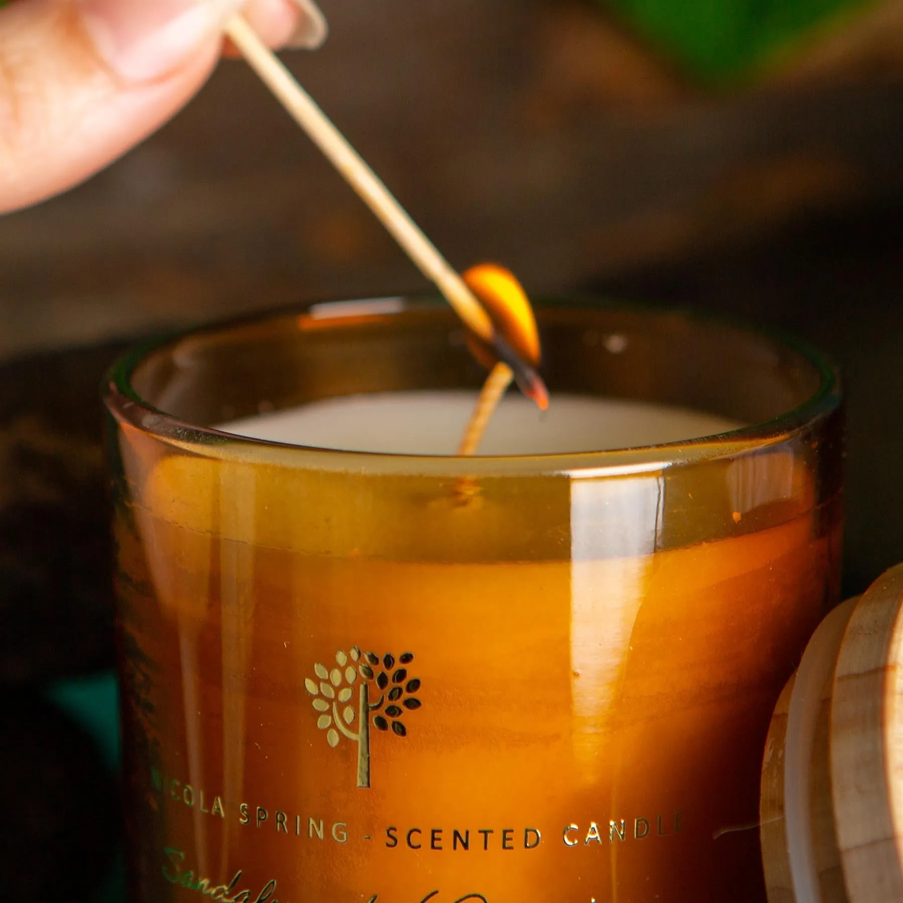 130g Sandalwood & Jasmine Scented Soy Wax Candle - By Nicola Spring