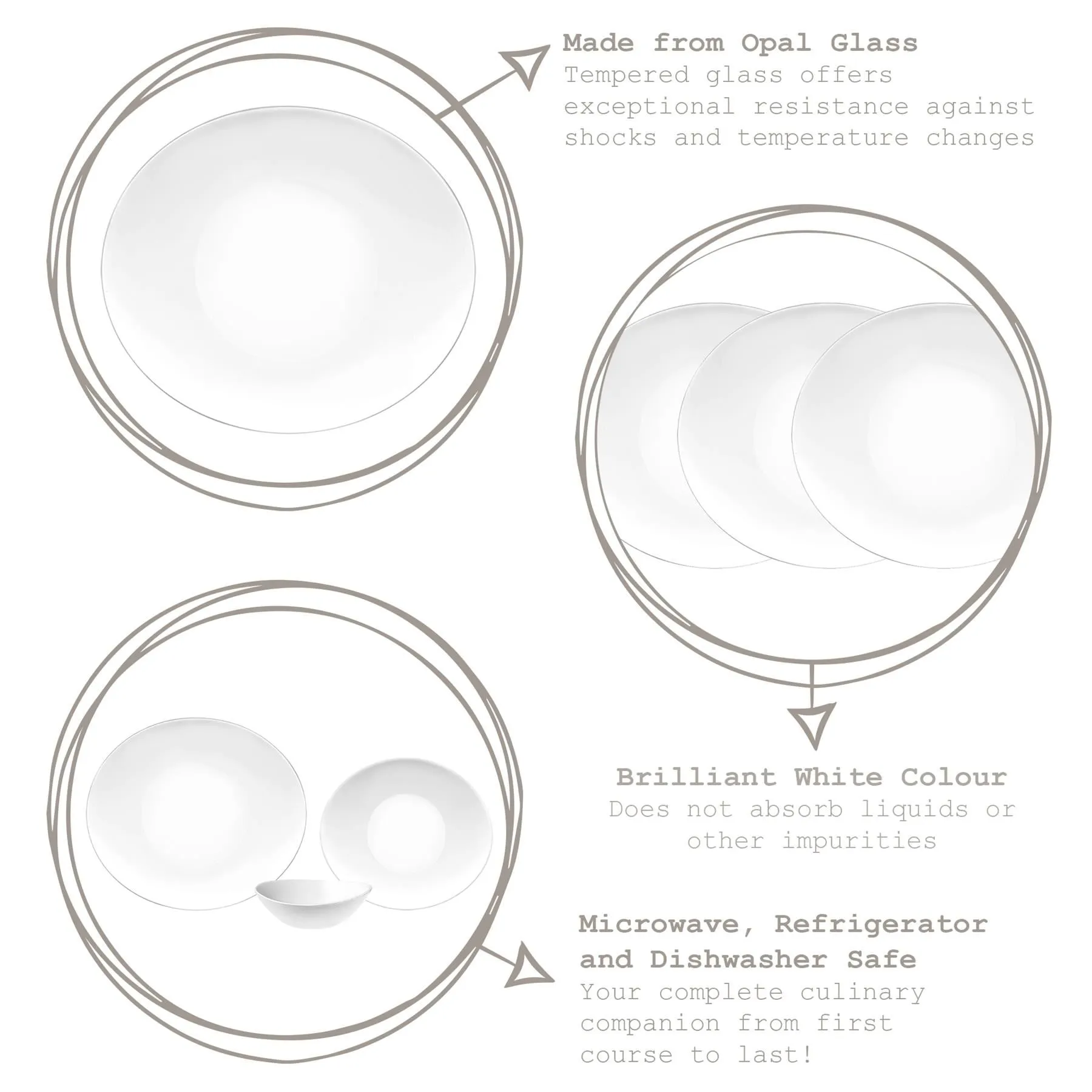 18pc White Prometeo Oval Glass Dinner Set - By Bormioli Rocco