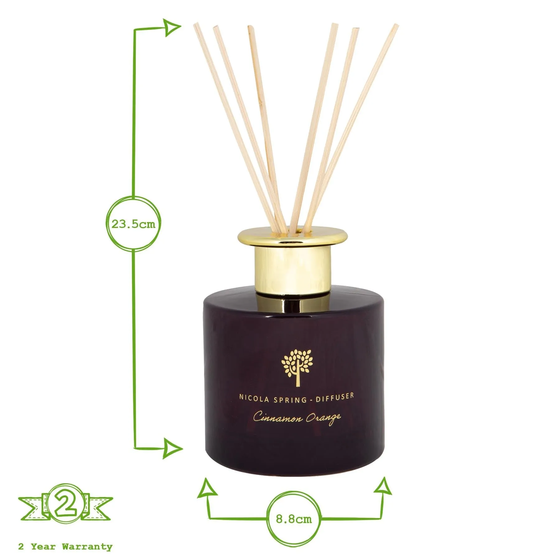 200ml Cinnamon Orange Scented Reed Diffuser - By Nicola Spring