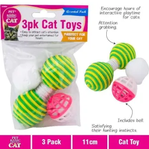 3 Pack Cat Toys - 11cm
