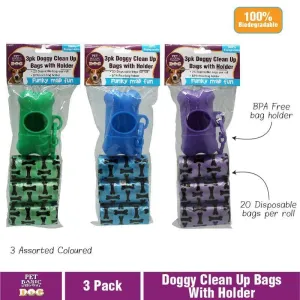 3 Pack Dog Clean Up Bags with Holder