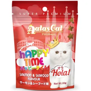 4 FOR $9: Aatas Cat Happy Time Hola! Salmon & Seafood Cat Treats 60g
