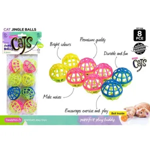 8 Pack Cat Jingle Play Balls