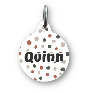 Brown Dancing Dots Circle Pet Tag