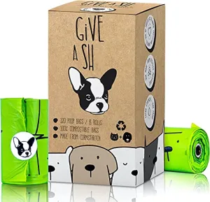 Certified Compostable Dog Poop Bags | 10% to Charity | Vegetable Based Dog Poop Bag | Eco Friendly and Earth Friendly dog waste bags | Leakproof And Zero Odor housebreaking   pet supplies (120 Bags)