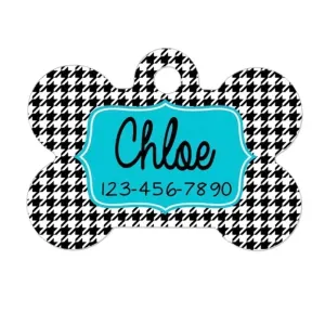 Dog Tags for Dogs - Houndstooth Dog Tags for Dogs - Turquoise Dog Tags for Dogs