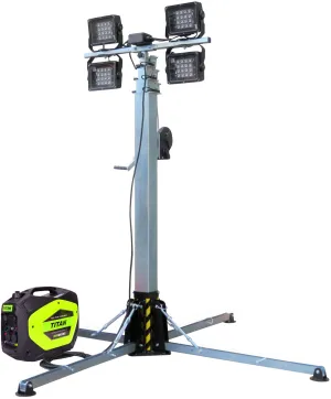Genmac Scorpius LED Light Tower TM7   Titan Envirogen 2600i Inverter Generator