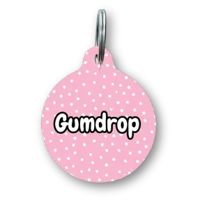 Light Pink Polka Dots Circle Pet Tag