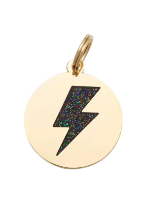 Lightning Bolt Pet ID Tag in Black & Gold