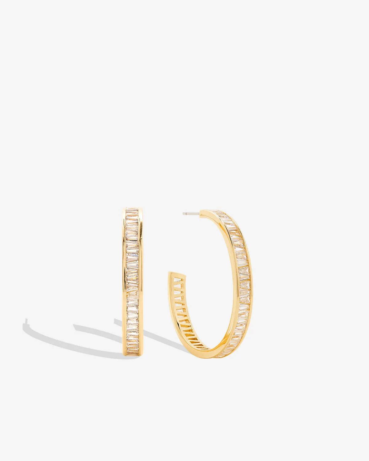 Mom Baguette Maxi Hoop Earrings