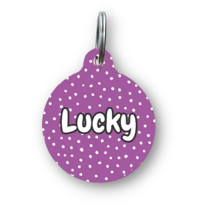 Purple Polka Dots Circle Pet Tag
