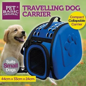 Travelling Dog Carrier with Embossed Paw Print - 44cm x 33cm x 24cm